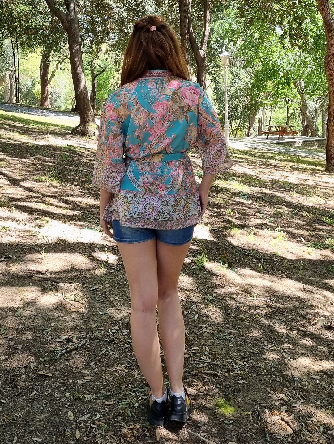 cicek-desenli-turkuaz-kimono-sort-takim-mavi