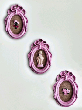 3lü Dekoratif Çerçeve, Duvar Süsü Pembe