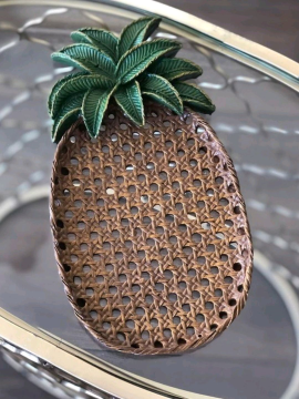 Dekoratif Ananas Tabak, Poliüretan Tabak Çikolata Rengi