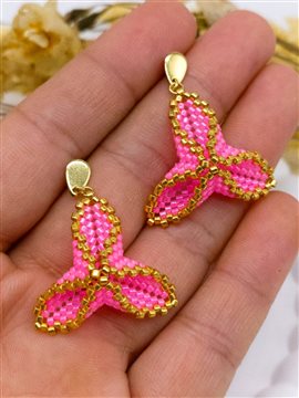 Miyuki Pembiş Çiçek Küpe  Pembe
