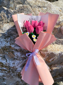 Şönil  Lale Papatya Buketi Pembe