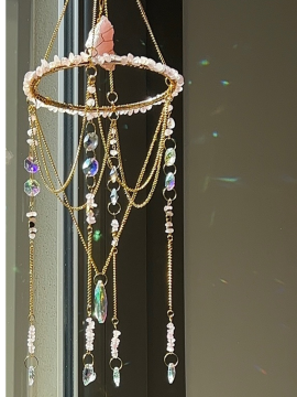 Sun Catcher Dogal Taşlı Gunes Tutucu Gunes Yakalayici Pembe
