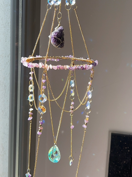 Sun Catcher Ametist, Aventurin, Kristal Kuvars, Pembe Kuvars Mor