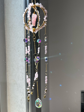 Pembe Kuvars Suncatcher  Pembe