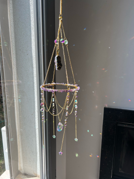 Sun Catcher Dogal Taşlı Gunes Tutucu Gunes Yakalayici Mor