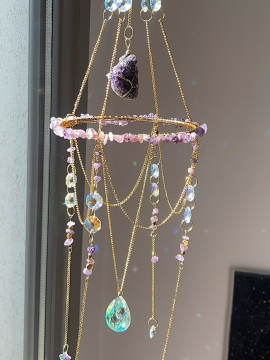 Sun Catcher Dogal Taşlı Gunes Tutucu Gunes Yakalayici Ametist Rengi