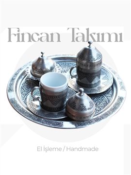 El İşleme Bakır 2'lı Fincan Takımı Gümüş