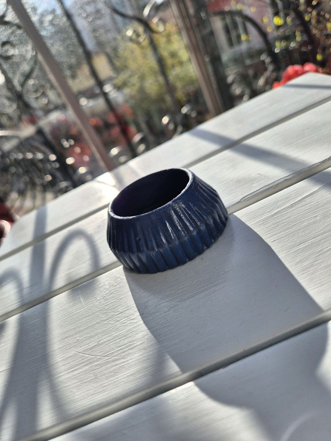 Çizgili Küçük Tealight Mumluk Safir