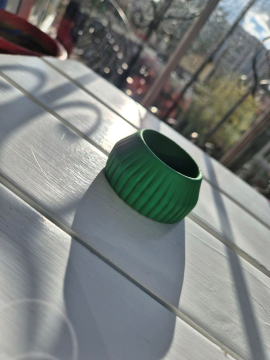 Çizgili Küçük Tealight Mumluk Yeşil 