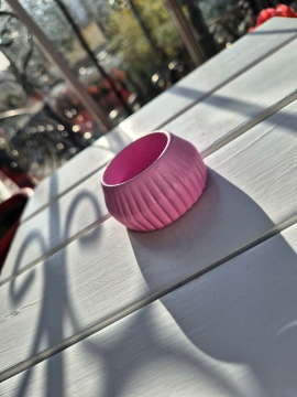 Çizgili Küçük Tealight Mumluk Pembe 