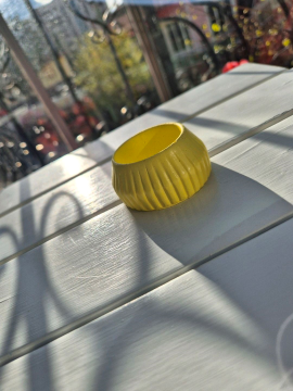 Çizgili Küçük Tealight Mumluk Sari