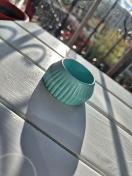 Çizgili Küçük Tealight Mumluk Turkuaz 