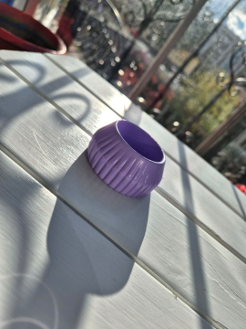 Çizgili Küçük Tealight Mumluk Mor
