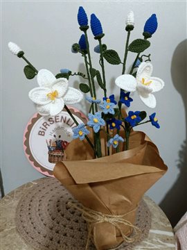 Örgü Saksı Çiçeği  Saks Mavi
