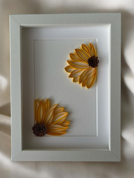 Papatya Çiçek El Yapımı Quilling Tablo Sarı