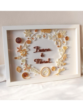 Nişan İsme Özel Quilling Tablo Bej