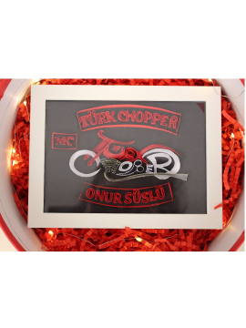Motorsiklet El Yapımı Quilling Tablo Kırmızı