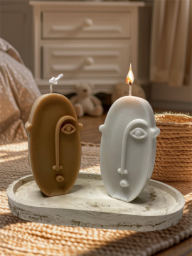 Countess Home Deco İskandinav Tarzı Soyut Surat Mum Seti  Beyaz