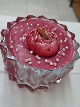Cam Kase İncili Mum Koyu Pembe