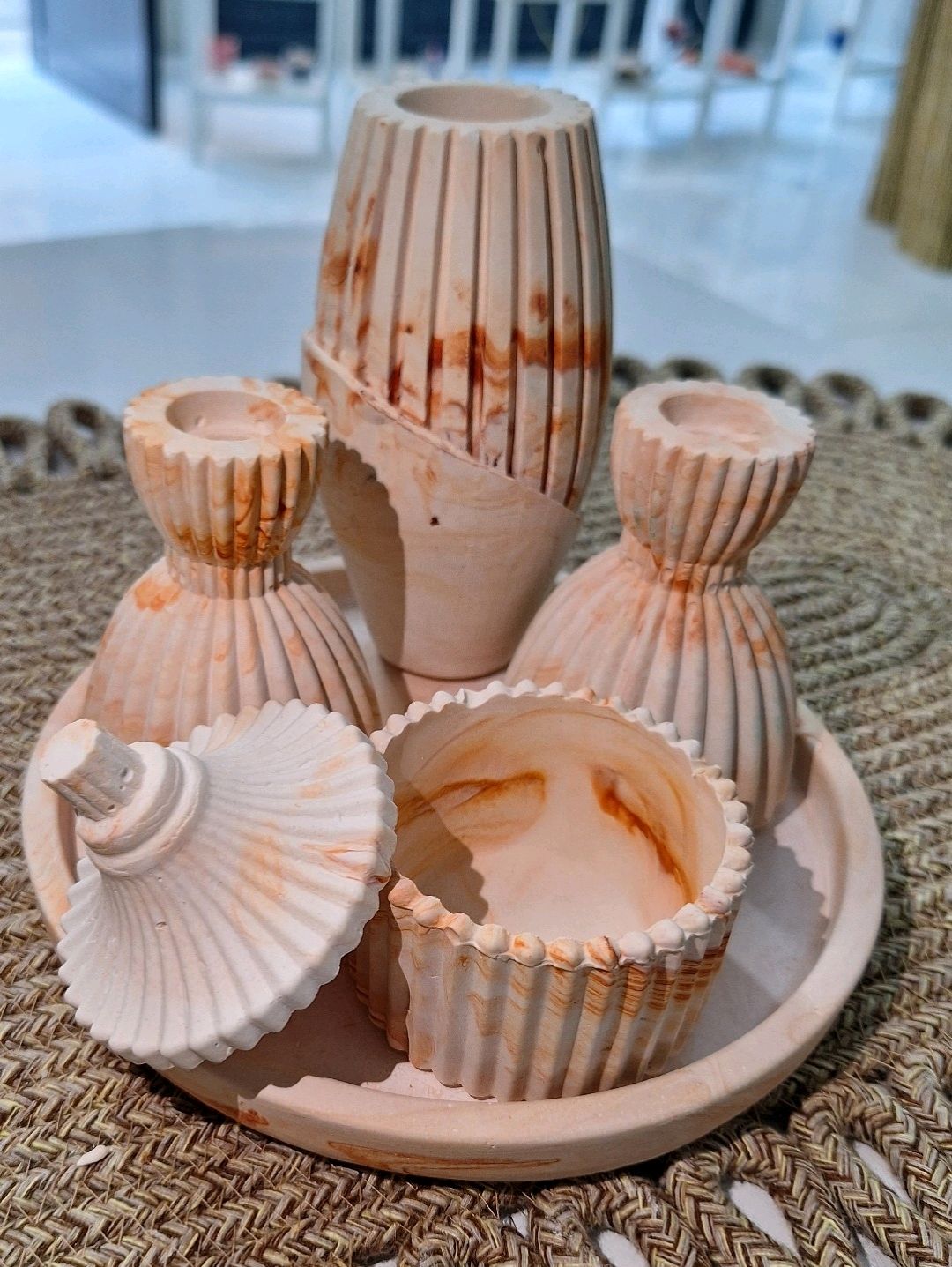 mermer-desen-5li-dekoratif-set-kum-kahverengisi
