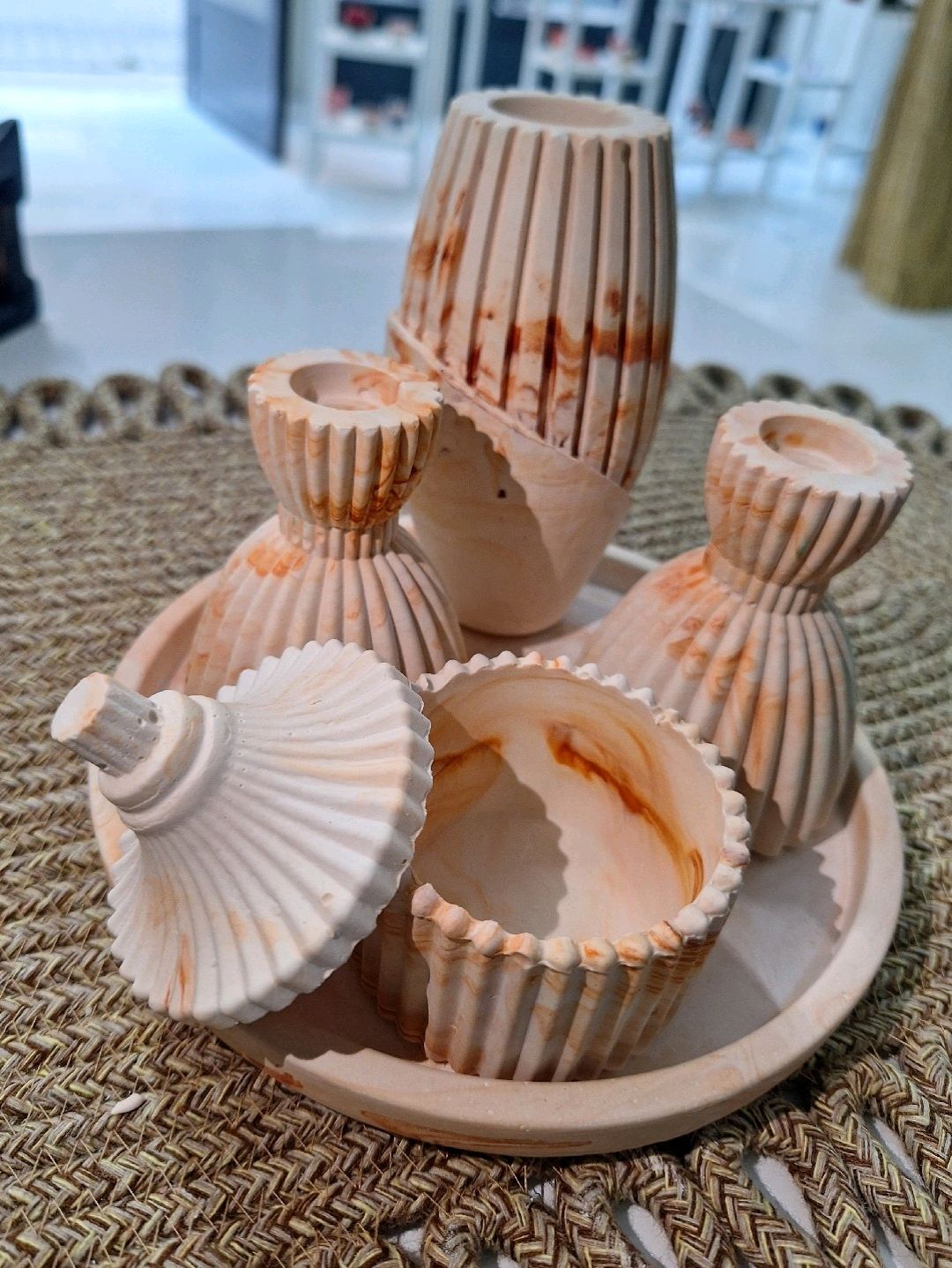 mermer-desen-5li-dekoratif-set-kum-kahverengisi