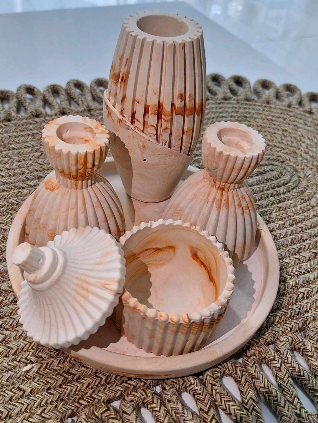 mermer-desen-5li-dekoratif-set-kum-kahverengisi