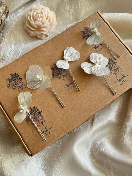 Vera 5'li Pin Set Toka Beyaz