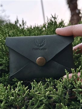 'envelope' Zarf Model Deri Kartlık  Yeşil