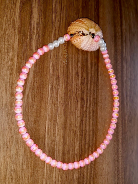 Rosaline Cam Boncuk Kolye Pembe