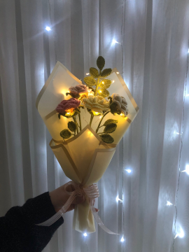 Ledli Renkli Gül Buketi Çok Renkli