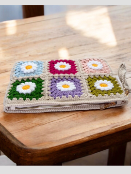 Papatya Motif Clutchbag Çok Renkli