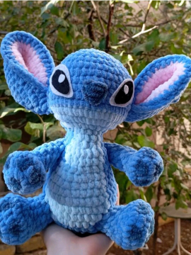 Stitch El Örgüsü Amigurumi Peluş Örgü Oyuncak Çizgifilm Saks Mavi