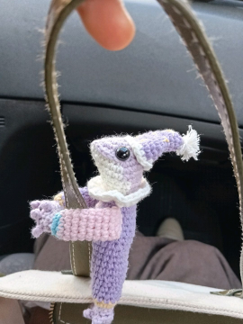 Çanta Arkadaşı Pembe Mor Palyaço Kurbik Amigurumi Oyuncak  Pembe