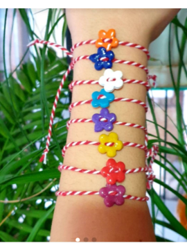 8 Li Çiçekli Martenicka Bahar Baba Marta Bileklik Seti Çok Renkli