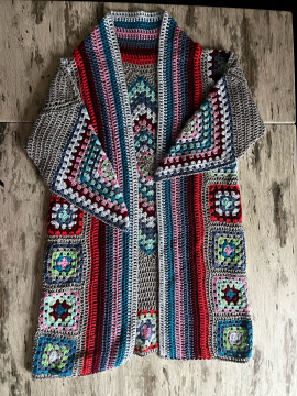 Mandala Motifli Mavi Hırka Mavi