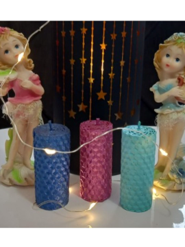 3 Lü Set Balmumu Mum Gök Kuşağı Çok Renkli