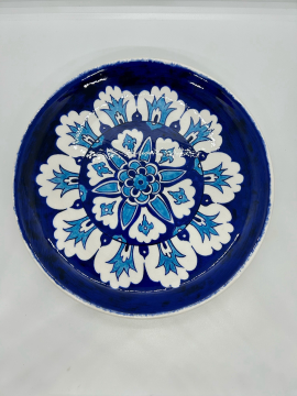 Çini Tabak, Mavi Beyaz Desenli Çok Renkli