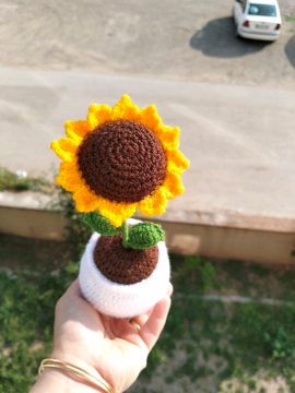 Örgü Çiçek Ayçiçeği Beyaz