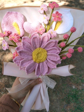 Karışık  Ayçiçeği  Buketi Pembe