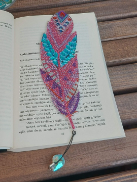 Elmas Boyama Kuştüyü Model Kitap Ayıracı Pembe