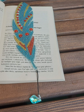 Elmas Boyama Kuştüyü Model Kitap Ayıracı Açık Yeşil Sarı