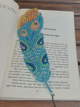Elmas Boyama Kuştüyü Model Kitap Ayıracı Mavi