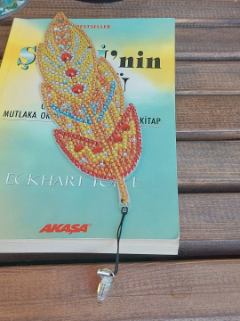 Elmas Boyama Kuştüyü Model Kitap Ayıracı Şeftali-turuncu