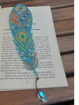 Elmas Boyama Kuştüyü Model Kitap Ayıracı Açık Mavi