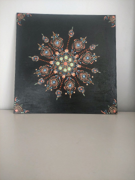 Yaşam Ağacı Mandala Tablo 30 Cm  Siyah