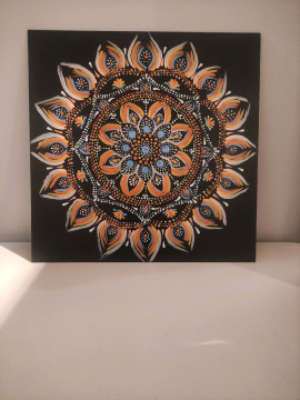 Işık Ve Gölge Dansı 30 Cm Mandala Tablo Siyah