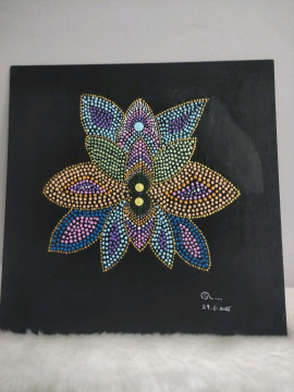 Gizemli Çiçek Mandala Tablo  Beyaz