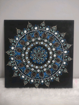 Toprak Ana Mandala Tablo 30 Cm  Siyah