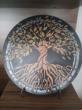 Hayat Ağacı Mandala Tablo  Siyah