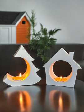 Tealight Mumluk Seti 2li Beton Beyaz